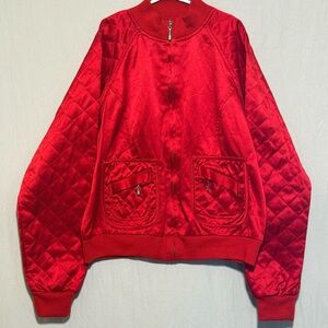 Vintage Bill Blass Women’s Cropped Quilted Red Bomber
